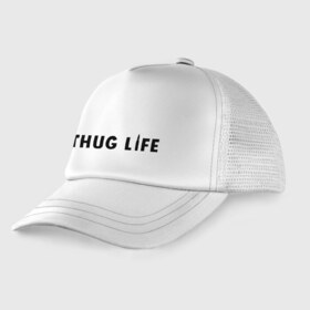 Детская кепка тракер с принтом Thug life в городе Новоалтайск, Козырек - 100% хлопок. Кепка - 100% полиэстер, Задняя часть - сетка | универсальный размер, пластиковая застёжка | gangsta | gansta | hip | hip hop | hop | rap | пуля | реп | рэп | рэпчина | хип | хип хоп | хоп