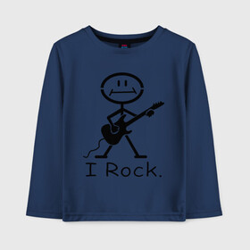 Детский лонгслив хлопок с принтом Чувак с гитарой - I Rock в городе Новоалтайск, 100% хлопок | круглый вырез горловины, полуприлегающий силуэт, длина до линии бедер | гитара