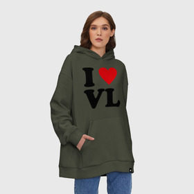 Худи SuperOversize хлопок с принтом I love VL в городе Новоалтайск, 70% хлопок, 30% полиэстер, мягкий начес внутри | карман-кенгуру, эластичная резинка на манжетах и по нижней кромке, двухслойный капюшон
 | i love | vl | владивосток | владик | города | дальневосточный | дальний восток | сердце | я люблю | я люблю vl | я люблю владивосток