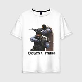 Женская футболка хлопок Oversize с принтом Counter strike (6) в городе Новоалтайск, 100% хлопок | свободный крой, круглый ворот, спущенный рукав, длина до линии бедер
 | counter | counter strike | counter strikecs | spiked | strike | контер страйк | контра | кс