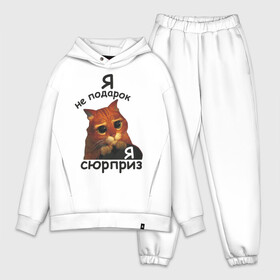 Мужской костюм хлопок OVERSIZE с принтом Я не подарок, я сюрприз в городе Новоалтайск,  |  | кот | кот из шрека | котик | подарок | сюрприз | шрек | я не подарокя