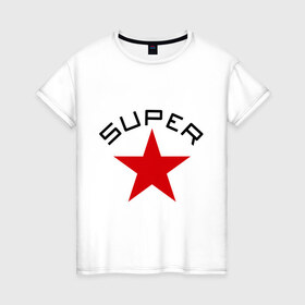 Женская футболка хлопок с принтом Super Star (2) в городе Новоалтайск, 100% хлопок | прямой крой, круглый вырез горловины, длина до линии бедер, слегка спущенное плечо | star | super | звезда | суперстар