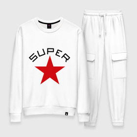 Женский костюм хлопок с принтом Super Star (2) в городе Новоалтайск, 100% хлопок | на свитшоте круглая горловина, мягкая резинка по низу. Брюки заужены к низу, на них два вида карманов: два 