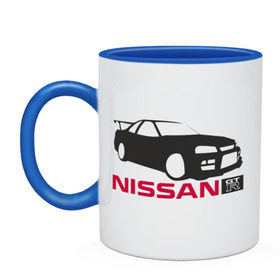 Кружка двухцветная с принтом Nissan GTR в городе Новоалтайск, керамика | объем — 330 мл, диаметр — 80 мм. Цветная ручка и кайма сверху, в некоторых цветах — вся внутренняя часть | nissan | nissan gtr | авто | автомобиль | машины | нисан | нисанчик | ниссан | тачки