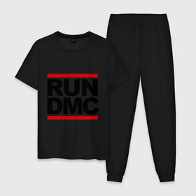 Мужская пижама хлопок с принтом Run DMC в городе Новоалтайск, 100% хлопок | брюки и футболка прямого кроя, без карманов, на брюках мягкая резинка на поясе и по низу штанин
 | dmc | gangsta | gansta | hip hop | hop | rap | run | рэп | рэпчина | хип | хип хоп | хипхоп | хоп