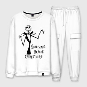 Мужской костюм хлопок с принтом Nightmare before christmas (3) в городе Новоалтайск, 100% хлопок | на свитшоте круглая горловина, мягкая резинка по низу. Брюки заужены к низу, на них два вида карманов: два “обычных” по бокам и два объемных, с клапанами, расположенные ниже линии бедра. Брюки с мягкой трикотажной резинкой на поясе и по низу штанин. В поясе для дополнительного комфорта — широкие завязки | halloveen | halloven | hallovin | hallowen | halowin | helloveen | helloven | hellovin | helloween | hellowen | hellowin | helowin | день святых | ха | халловин | халлувин | халлуин | халовин | халуин | хеллуин | хелувин | хэлловин | хэллоуин | хэловин | 
