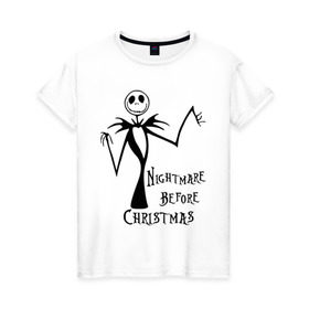 Женская футболка хлопок с принтом Nightmare before christmas (3) в городе Новоалтайск, 100% хлопок | прямой крой, круглый вырез горловины, длина до линии бедер, слегка спущенное плечо | halloveen | halloven | hallovin | hallowen | halowin | helloveen | helloven | hellovin | helloween | hellowen | hellowin | helowin | день святых | ха | халловин | халлувин | халлуин | халовин | халуин | хеллуин | хелувин | хэлловин | хэллоуин | хэловин | 
