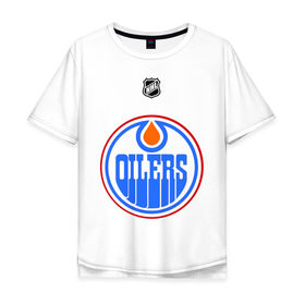 Мужская футболка хлопок Oversize с принтом Edmonton Oilers-Khabibulin 35 в городе Новоалтайск, 100% хлопок | свободный крой, круглый ворот, “спинка” длиннее передней части | edmonton oilers | edmonton oilers khabibulin 35национальная лига | nhl | нхл | хокей | хоккей | хоккейный клуб | эмонтон ойлерс