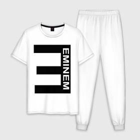 Мужская пижама хлопок с принтом Eminem(2) в городе Новоалтайск, 100% хлопок | брюки и футболка прямого кроя, без карманов, на брюках мягкая резинка на поясе и по низу штанин
 | eminem | gangsta | gansta | hip | hip hop | hop | rap | реп | рэп | рэпчина | хип | хип хоп | хоп | эминем
