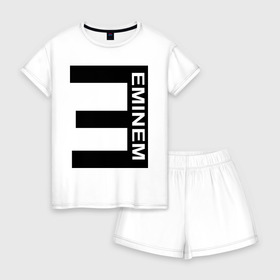 Женская пижама с шортиками хлопок с принтом Eminem(2) в городе Новоалтайск, 100% хлопок | футболка прямого кроя, шорты свободные с широкой мягкой резинкой | eminem | gangsta | gansta | hip | hip hop | hop | rap | реп | рэп | рэпчина | хип | хип хоп | хоп | эминем
