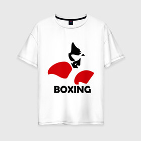 Женская футболка хлопок Oversize с принтом Russia boxing в городе Новоалтайск, 100% хлопок | свободный крой, круглый ворот, спущенный рукав, длина до линии бедер
 | кикбоксинг
