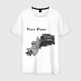 Мужская футболка хлопок с принтом Volvo Penta motor boat в городе Новоалтайск, 100% хлопок | прямой крой, круглый вырез горловины, длина до линии бедер, слегка спущенное плечо. | авто | автомобиль | машины | тачки