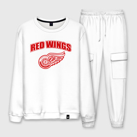 Мужской костюм хлопок с принтом Detroit Red Wings (2) в городе Новоалтайск, 100% хлопок | на свитшоте круглая горловина, мягкая резинка по низу. Брюки заужены к низу, на них два вида карманов: два “обычных” по бокам и два объемных, с клапанами, расположенные ниже линии бедра. Брюки с мягкой трикотажной резинкой на поясе и по низу штанин. В поясе для дополнительного комфорта — широкие завязки | Тематика изображения на принте: detroit red wings | nhl | лига | национальная хоккейная лига | нхл