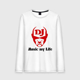 Мужской лонгслив хлопок с принтом Music my life в городе Новоалтайск, 100% хлопок |  | deejay | dj | life | music | диджей | жизнь | лицо | музыка