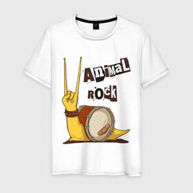 Мужская футболка хлопок с принтом Animal Rock - Животный рок в городе Новоалтайск, 100% хлопок | прямой крой, круглый вырез горловины, длина до линии бедер, слегка спущенное плечо. | animal rock | живой рок | прикольные | рок | улитка