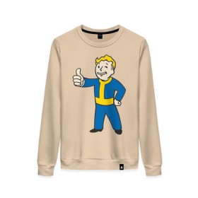 Женский свитшот хлопок с принтом Мальчик из Fallout в городе Новоалтайск, 100% хлопок | прямой крой, круглый вырез, на манжетах и по низу широкая трикотажная резинка  | fallout | мальчик | постапокалиптические | радиация