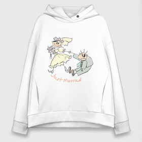 Женское худи Oversize хлопок с принтом Just married (2) в городе Новоалтайск, френч-терри — 70% хлопок, 30% полиэстер. Мягкий теплый начес внутри —100% хлопок | боковые карманы, эластичные манжеты и нижняя кромка, капюшон на магнитной кнопке | жених | невеста