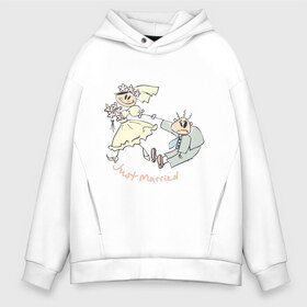Мужское худи Oversize хлопок с принтом Just married (2) в городе Новоалтайск, френч-терри — 70% хлопок, 30% полиэстер. Мягкий теплый начес внутри —100% хлопок | боковые карманы, эластичные манжеты и нижняя кромка, капюшон на магнитной кнопке | жених | невеста