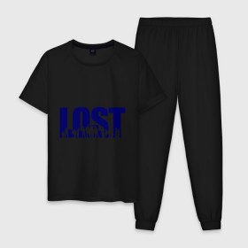 Мужская пижама хлопок с принтом LOST - остаться в живых в городе Новоалтайск, 100% хлопок | брюки и футболка прямого кроя, без карманов, на брюках мягкая резинка на поясе и по низу штанин
 | Тематика изображения на принте: lost | лост | остаться в живых