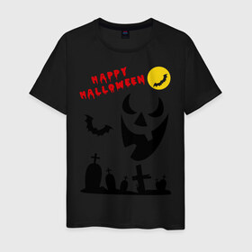 Мужская футболка хлопок с принтом Happy Halloween в городе Новоалтайск, 100% хлопок | прямой крой, круглый вырез горловины, длина до линии бедер, слегка спущенное плечо. | 31 октября | halloven | hallovin | halloween | hallowin | haloveen | haloven | halovin | haloween | halowen | helloween | hellowin | heloven | helowen | халлоуин | халлуин | халовин | халоуин | хелловин | хеллоуин | хеллу | хеллувин | хеловин | хелоуин | 