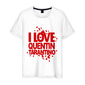 Мужская футболка хлопок с принтом I love Quentin Tarantino в городе Новоалтайск, 100% хлопок | прямой крой, круглый вырез горловины, длина до линии бедер, слегка спущенное плечо. | кветин таранино | я люблю