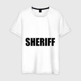 Мужская футболка хлопок с принтом Sheriff (шериф) в городе Новоалтайск, 100% хлопок | прямой крой, круглый вырез горловины, длина до линии бедер, слегка спущенное плечо. | 