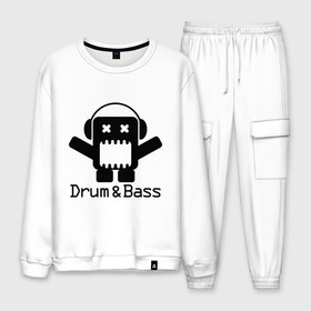 Мужской костюм хлопок с принтом Drum and Bass (3) в городе Новоалтайск, 100% хлопок | на свитшоте круглая горловина, мягкая резинка по низу. Брюки заужены к низу, на них два вида карманов: два “обычных” по бокам и два объемных, с клапанами, расположенные ниже линии бедра. Брюки с мягкой трикотажной резинкой на поясе и по низу штанин. В поясе для дополнительного комфорта — широкие завязки | dnb | бас | драм | драм н бас | драмнбас