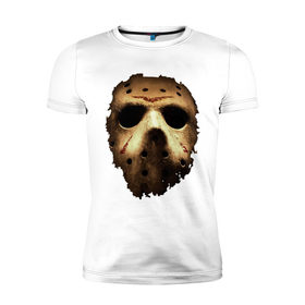 Мужская футболка премиум с принтом Хеллоуин - Джейсон в городе Новоалтайск, 92% хлопок, 8% лайкра | приталенный силуэт, круглый вырез ворота, длина до линии бедра, короткий рукав | 