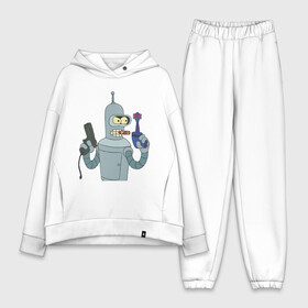 Женский костюм хлопок Oversize с принтом Бендер (3) в городе Новоалтайск,  |  | bender | bender из мультфильма futuramaбендер | futurama | футурама