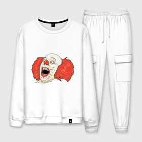 Мужской костюм хлопок с принтом Evil Clown в городе Новоалтайск, 100% хлопок | на свитшоте круглая горловина, мягкая резинка по низу. Брюки заужены к низу, на них два вида карманов: два “обычных” по бокам и два объемных, с клапанами, расположенные ниже линии бедра. Брюки с мягкой трикотажной резинкой на поясе и по низу штанин. В поясе для дополнительного комфорта — широкие завязки | Тематика изображения на принте: evil clown | злой клоун | клоун