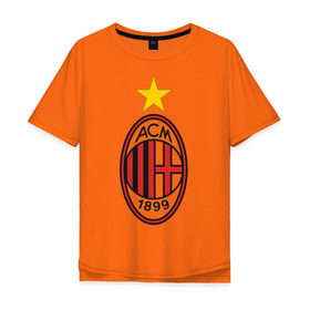Мужская футболка хлопок Oversize с принтом Italian Serie A. AC Milan в городе Новоалтайск, 100% хлопок | свободный крой, круглый ворот, “спинка” длиннее передней части | italian serie a | milan | евро 2012 | итальянский футбол | милан | фк италии | футбольный клуб италии
