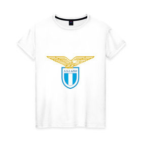 Женская футболка хлопок с принтом Italian Serie A. SS Lazio Roma в городе Новоалтайск, 100% хлопок | прямой крой, круглый вырез горловины, длина до линии бедер, слегка спущенное плечо | italian serie a | lazio roma | евро 2012 | итальянский футбол | фк италии | футбольный клуб италии