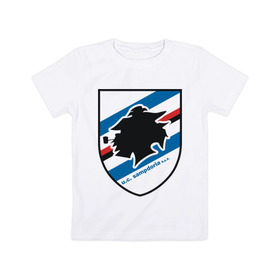 Детская футболка хлопок с принтом Italian Serie A. UC Sampdoria в городе Новоалтайск, 100% хлопок | круглый вырез горловины, полуприлегающий силуэт, длина до линии бедер | Тематика изображения на принте: italian serie a | sampdoria | евро 2012 | итальянский футбол | фк италии | футбольный клуб италии