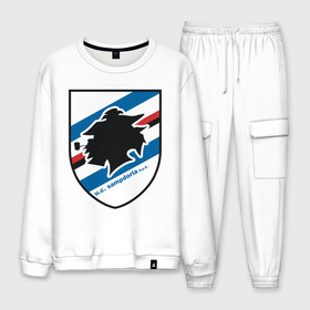 Мужской костюм хлопок с принтом Italian Serie A UC Sampdoria в городе Новоалтайск, 100% хлопок | на свитшоте круглая горловина, мягкая резинка по низу. Брюки заужены к низу, на них два вида карманов: два “обычных” по бокам и два объемных, с клапанами, расположенные ниже линии бедра. Брюки с мягкой трикотажной резинкой на поясе и по низу штанин. В поясе для дополнительного комфорта — широкие завязки | italian serie a | sampdoria | евро 2012 | итальянский футбол | фк италии | футбольный клуб италии