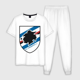 Мужская пижама хлопок с принтом Italian Serie A. UC Sampdoria в городе Новоалтайск, 100% хлопок | брюки и футболка прямого кроя, без карманов, на брюках мягкая резинка на поясе и по низу штанин
 | italian serie a | sampdoria | евро 2012 | итальянский футбол | фк италии | футбольный клуб италии