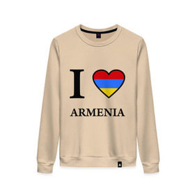 Женский свитшот хлопок с принтом I love Armenia в городе Новоалтайск, 100% хлопок | прямой крой, круглый вырез, на манжетах и по низу широкая трикотажная резинка  | armenia | армению | армения | армяне | армянин | ереван | люблю | флаг