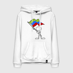 Мужская толстовка хлопок с принтом Waving flag - Dagestan в городе Новоалтайск, френч-терри, мягкий теплый начес внутри (100% хлопок) | карман-кенгуру, эластичные манжеты и нижняя кромка, капюшон с подкладом и шнурком | 05 регион | даг | дагестан | даги | кавказ | кавказский | флаг