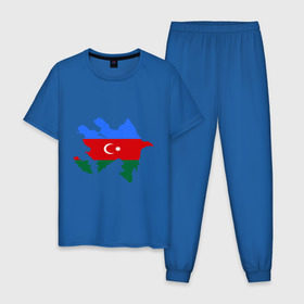 Мужская пижама хлопок с принтом Azerbaijan map в городе Новоалтайск, 100% хлопок | брюки и футболка прямого кроя, без карманов, на брюках мягкая резинка на поясе и по низу штанин
 | azerbaijan | azerbaijan map | map | азербайджан | азербайджанец | карта азербайджана