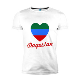 Мужская футболка премиум с принтом Dagestan Flag Heart в городе Новоалтайск, 92% хлопок, 8% лайкра | приталенный силуэт, круглый вырез ворота, длина до линии бедра, короткий рукав | 05 регион | даг | дагестан | дагестанец | даги | с любовью к дагестанцамкавказ | сердце | флаг