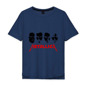 Мужская футболка хлопок Oversize с принтом Metallica (Лица) в городе Новоалтайск, 100% хлопок | свободный крой, круглый ворот, “спинка” длиннее передней части | металлика