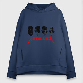 Женское худи Oversize хлопок с принтом Metallica (Лица) в городе Новоалтайск, френч-терри — 70% хлопок, 30% полиэстер. Мягкий теплый начес внутри —100% хлопок | боковые карманы, эластичные манжеты и нижняя кромка, капюшон на магнитной кнопке | металлика