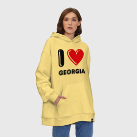 Худи SuperOversize хлопок с принтом I love Georgia в городе Новоалтайск, 70% хлопок, 30% полиэстер, мягкий начес внутри | карман-кенгуру, эластичная резинка на манжетах и по нижней кромке, двухслойный капюшон
 | georgia | i love | i love georgia | америка | сша | штат джорджия | я люблю джорджию