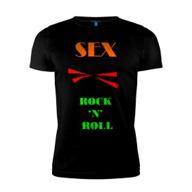 Мужская футболка премиум с принтом Sex, пельмени and rock`n`roll в городе Новоалтайск, 92% хлопок, 8% лайкра | приталенный силуэт, круглый вырез ворота, длина до линии бедра, короткий рукав | хиппи