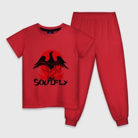 Детская пижама хлопок с принтом Soulfly (1) в городе Новоалтайск, 100% хлопок |  брюки и футболка прямого кроя, без карманов, на брюках мягкая резинка на поясе и по низу штанин
 | heavy metal | metal | muse | rock | trash metal | альтернатива | квартет | лица | метал | рок | рок группа | рок группы | трэш метал | хеви метал