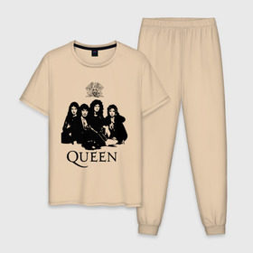 Мужская пижама хлопок с принтом Queen All в городе Новоалтайск, 100% хлопок | брюки и футболка прямого кроя, без карманов, на брюках мягкая резинка на поясе и по низу штанин
 | freddie mercury | heavy metal | queen | rock | группа queen | квин | куин | логотип | меркури | меркюри | музыка | рок | рок группа | рок группы | фредди меркьюри | фреди | хэви метал