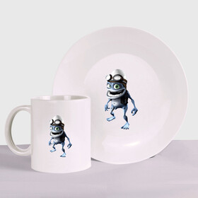 Набор: тарелка + кружка с принтом Crazy frog в городе Новоалтайск, керамика | Кружка: объем — 330 мл, диаметр — 80 мм. Принт наносится на бока кружки, можно сделать два разных изображения. 
Тарелка: диаметр - 210 мм, диаметр для нанесения принта - 120 мм. | Тематика изображения на принте: crazy frog | крейзи фрог | крэйзи фрог | лягушка