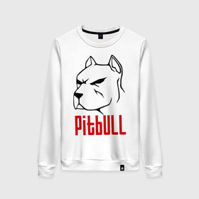 Женский свитшот хлопок с принтом Pitbull (Питбуль) в городе Новоалтайск, 100% хлопок | прямой крой, круглый вырез, на манжетах и по низу широкая трикотажная резинка  | спартак