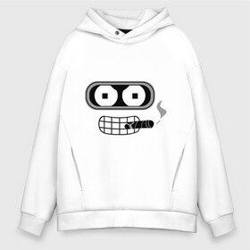 Мужское худи Oversize хлопок с принтом Bender в городе Новоалтайск, френч-терри — 70% хлопок, 30% полиэстер. Мягкий теплый начес внутри —100% хлопок | боковые карманы, эластичные манжеты и нижняя кромка, капюшон на магнитной кнопке | bender | benderмультик | futurama | бендер | мультфильм | футурама