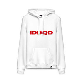 Женская толстовка хлопок с принтом IDDQD Doom в городе Новоалтайск, френч-терри, мягкий теплый начес внутри (100% хлопок) | карман-кенгуру, эластичные манжеты и нижняя кромка, капюшон с подкладом и шнурком | doom | iddqd | дум | классика | читы