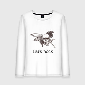 Женский лонгслив хлопок с принтом Let`s rock (2) в городе Новоалтайск, 100% хлопок |  | крылья | скелет